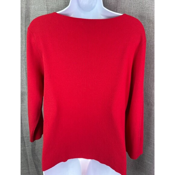 Charter Club 3/4 Sleeve Ribbed Knit Sweater Women's Size XL Red Gold Buttons - Picture 5 of 7